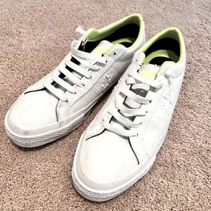White with neon Converse 'CONS' sneakers size 8 men's.